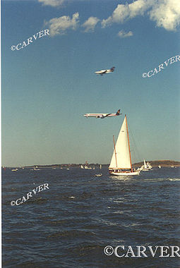 Wind Power
Traffic to Logan airport flying over traffic sailing in Boston Harbor.
Keywords: boston; sailboat; picture; photograph; print